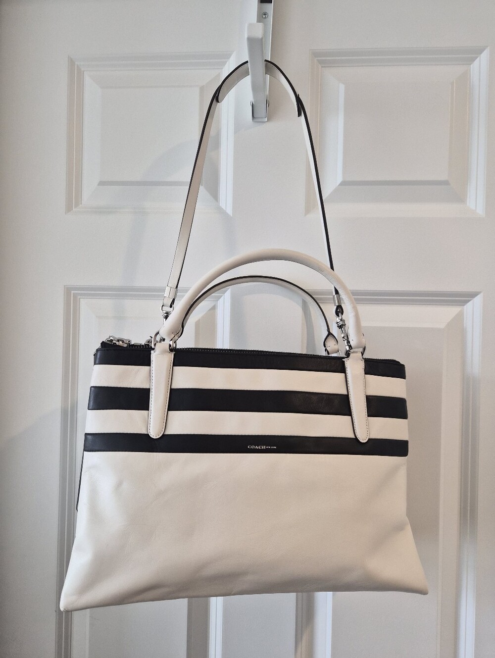 [Coach] Bar Stripes Borough Bag, 30354, Colorblock, Leather, Satchel